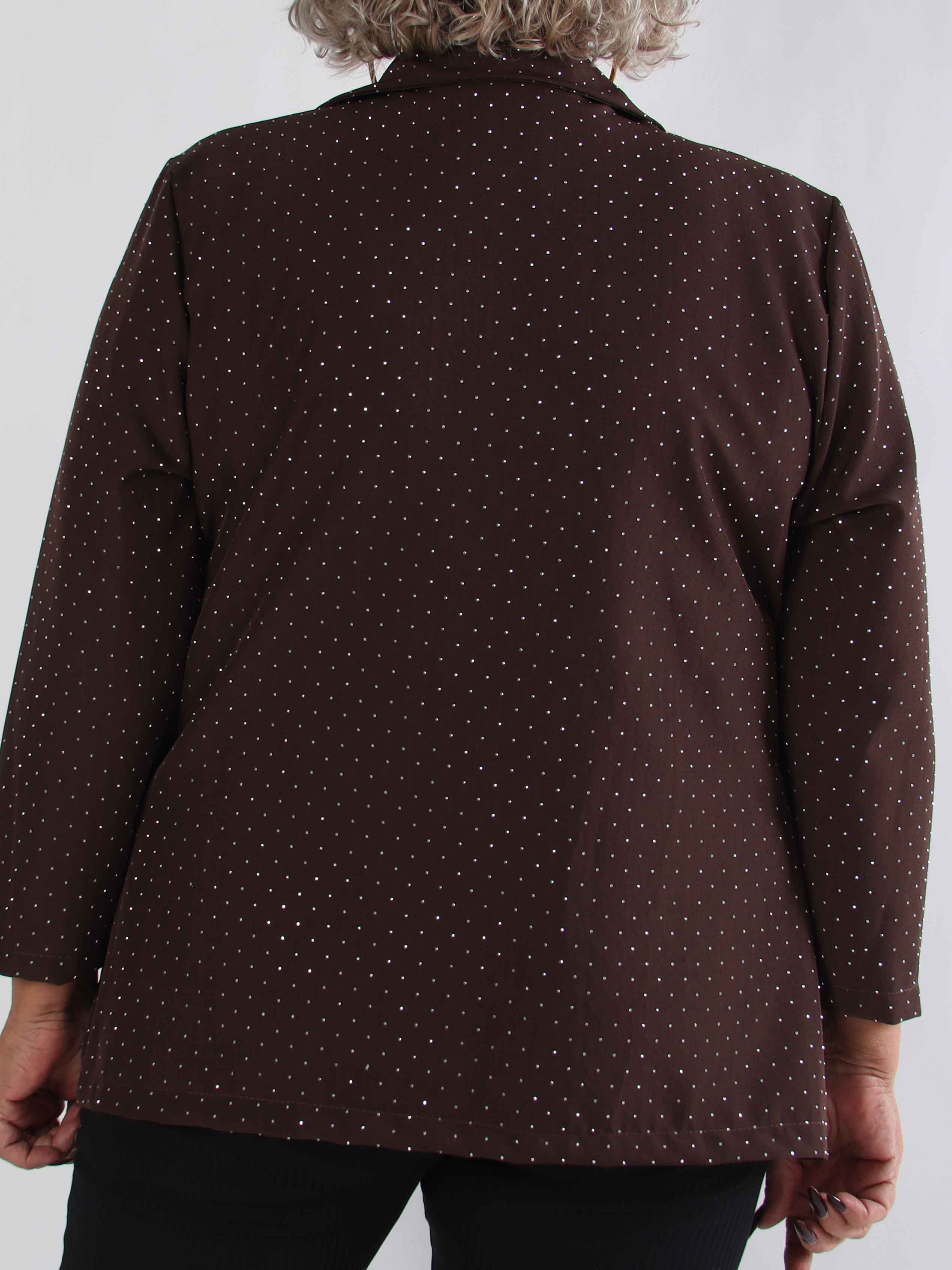 Lanthe - Plus size blazer med glitrende similisten